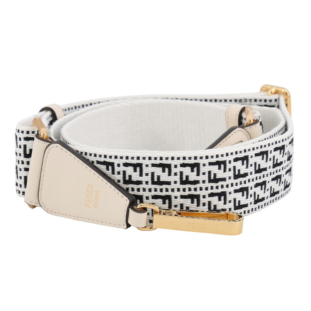 Fendi Zucca FF Shoulder Strap, Canvas White/Black, Handbag,